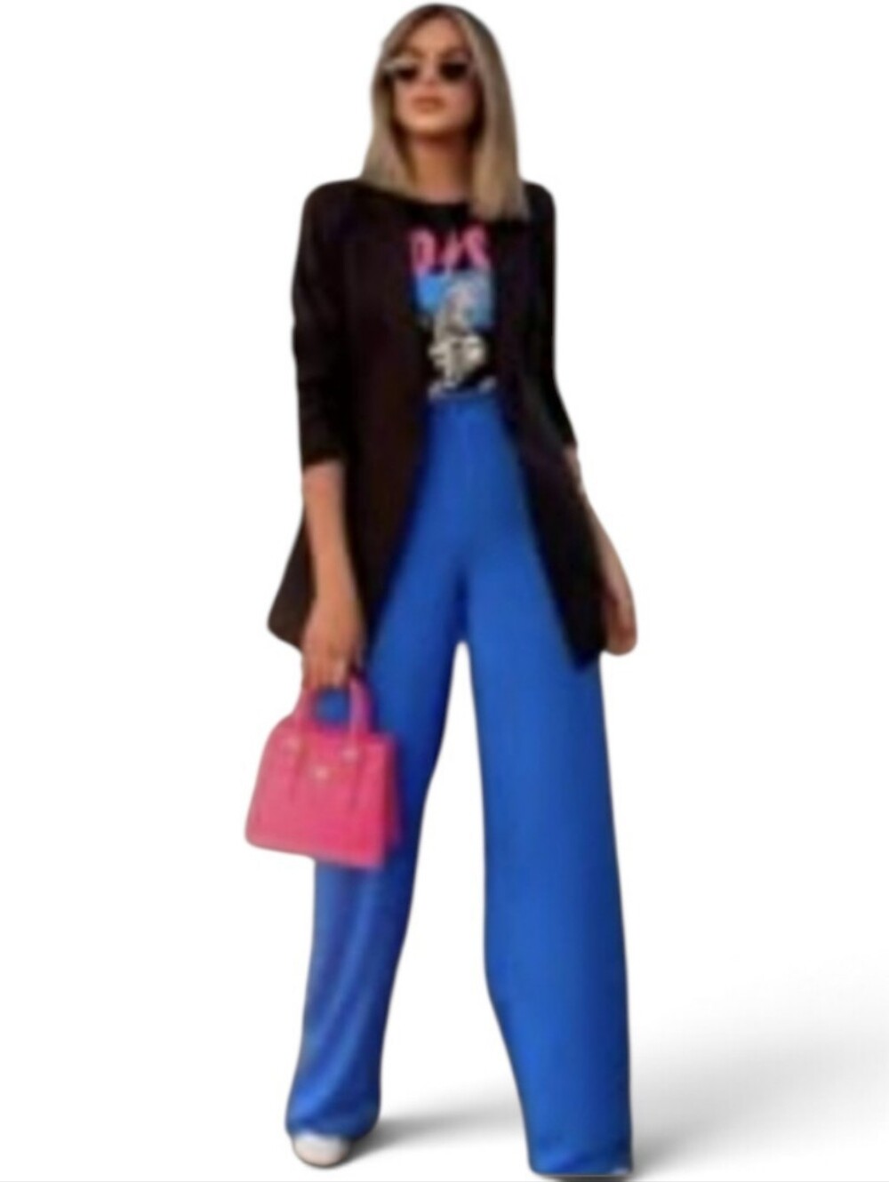 BCBGMaxAzria Blue Wide Leg Pants High Waisted